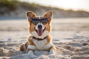 soleggiato disposizione - Candido stile di vita fotografia di un' contento cane - ai generato foto