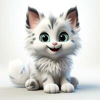 carino gatto cartone animato su un' bianca sfondo foto