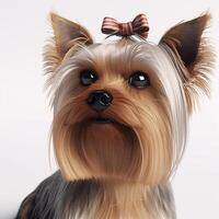 ai generativo yorkshire terrier razza cane isolato su un' chiaro bianca sfondo foto