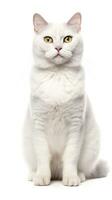 burmilla gatto seduta su bianca sfondo ai generativo foto