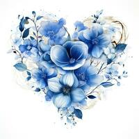 acquerello fiori nel forma di cuore isolato foto