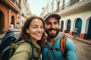 Due i viaggiatori assunzione autoscatto e assunzione immagini foto