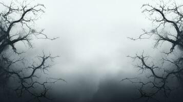 spinoso telaio con albero su bianca nuvole. silhouette concetto foto