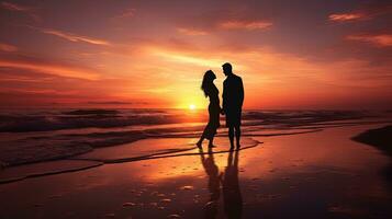 spiaggia tramonto silhouette di un' coppia foto