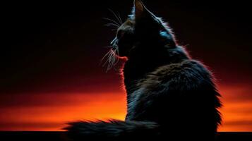 gatto S ombra. silhouette concetto foto