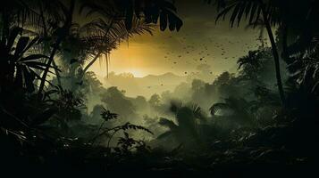 silhouette di un' giungla nel il tropici foto