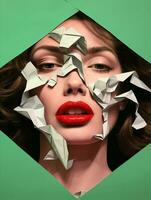 verde donna carta viso studio concetto colore pelle rosso bellezza moda labbra foto