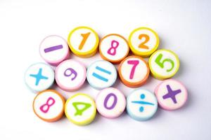 numero di matematica sfondo colorato, educazione studio apprendimento matematica insegna concetto. foto