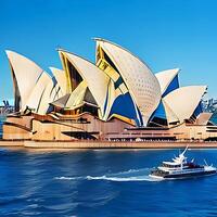 sydney musica lirica Casa con mare e blu cielo ai generateblue cielo foto