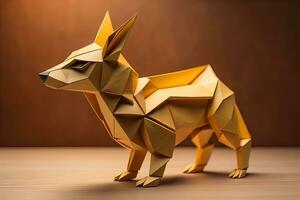 carta origami animale isolato su solido colore sfondo. ai generativo foto