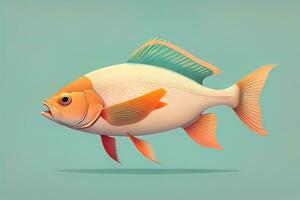 illustrazione di un' pesce su un' blu sfondo, vettore illustrazione. ai generativo foto