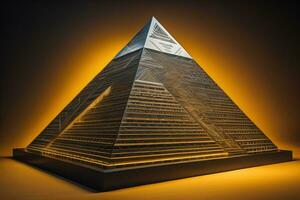 creativo e colorato piramide su un' solido colore sfondo. ai generativo foto