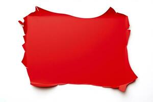 rosso carta strappato Messaggio strappato isolato su bianca sfondo foto