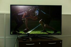 calcio incontro calcio su il grande schermo tv foto