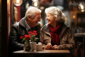 contento anziano persone nel bar foto