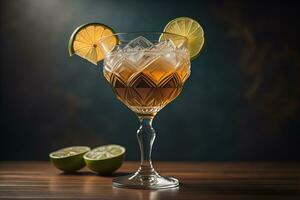 cocktail nel un' bicchiere su un' solido colore sfondo. ai generativo foto