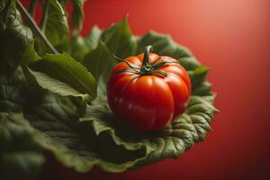 fresco pomodoro su un' di legno sfondo. ai generativo foto