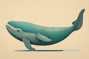 blu balena isolato su un' solido clor sfondo. ai generativo foto