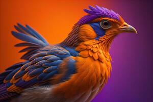 colorato pollo su un' solido colore sfondo, studio foto. ai generativo foto