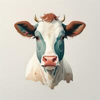 illustrazione di un' ritratto di un' mucca su un' grigio sfondo. ai generativo foto