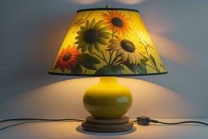un' moderno lampada su un' solido colore sfondo. ai generativo foto
