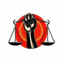 legge e giustizia simbolo. bilancia di giustizia, umano diritti giorno foto