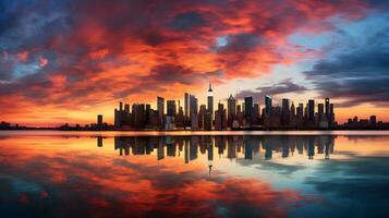 paesaggio urbano Visualizza durante tramonto foto