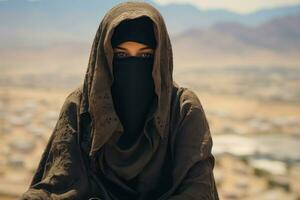 musulmano donna indossare niqab e hijab generativo ai foto