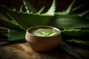 creme fatto a partire dal le foglie e polpa di aloe vera. ai generativo foto