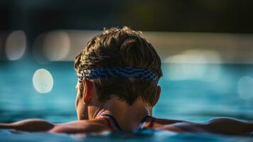 nuoto nel il piscina generativo ai foto