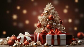 Natale albero con i regali scatole foto