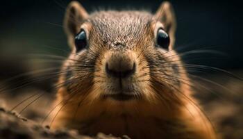 carino piccolo mammifero, soffice pelliccia, vicino su ritratto di un' ratto generato di ai foto