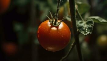 fresco biologico pomodoro, un' salutare vegetariano pasto a partire dal il verdura giardino generato di ai foto