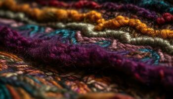 soffice di lana tessile nel vivace colori, un' fatti in casa decorativo fondale generato di ai foto