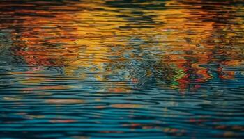 natura riflessione su acqua crea un astratto, vibrante, e tranquillo scena generato di ai foto