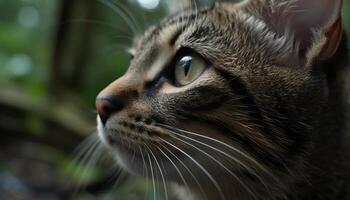 carino gattino fissando, soffice pelliccia, verde erba, giocoso natura, bellezza generato di ai foto