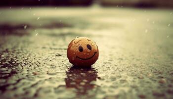 un' carino sorridente palla porta gioia e felicità all'aperto generato di ai foto