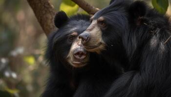 carino primate guardare a telecamera nel tropicale foresta pluviale, giocoso cucciolo generato di ai foto