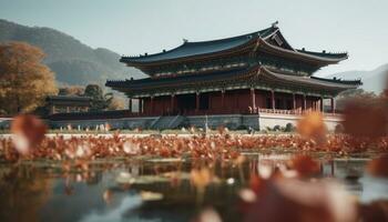 antico padiglione riflette Pechino ricco Cinese cultura e storico architettura generato di ai foto