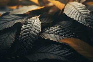 vicino su di bellissimo autunno le foglie con acqua gocce. naturale sfondo ai generato foto