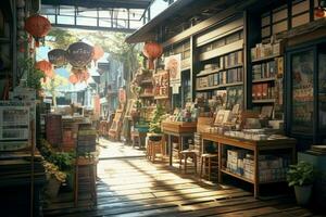 asiatico libro negozio anime visivo romanzo gioco. creare ai foto