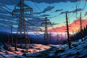 energia Linee inverno anime visivo romanzo gioco. creare ai foto