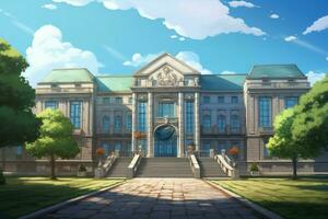 scuola edificio anime visivo romanzo gioco. creare ai foto