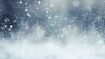 sfocatura neve sfondo. festivo inverno vacanza e Natale e nuovo anno fondale per design elemento. generativo ai foto