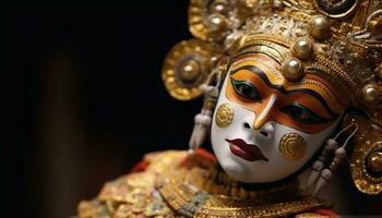 induismo, spiritualità, Dio, statua, oro, tradizione, scultura, maschera generato di ai foto