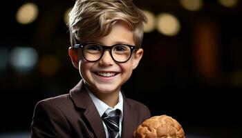 sorridente ragazzi, infanzia ritratto, felicità, allegro intelligenza, formazione scolastica, carino maschi generato di ai foto