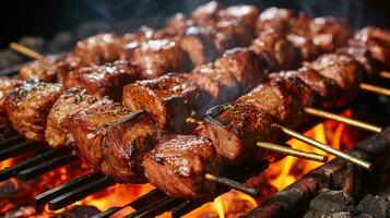 salato shashlik cucinato per perfezione su carbone foto