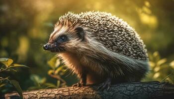 carino riccio nel natura, vicino su, guardare a telecamera, all'aperto generato di ai foto