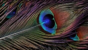 vivace colori di pavone piume creare un astratto natura modello generato di ai foto