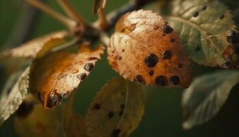 vicino su di un' piccolo foglia su un' verde pianta nel natura generato di ai foto